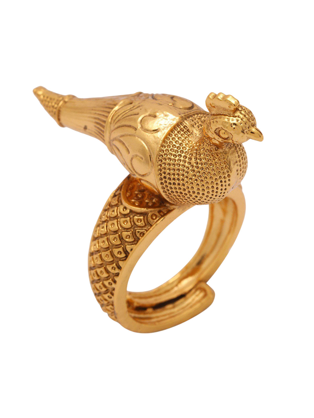 Exotic India Brass Peacock Figurine Ring