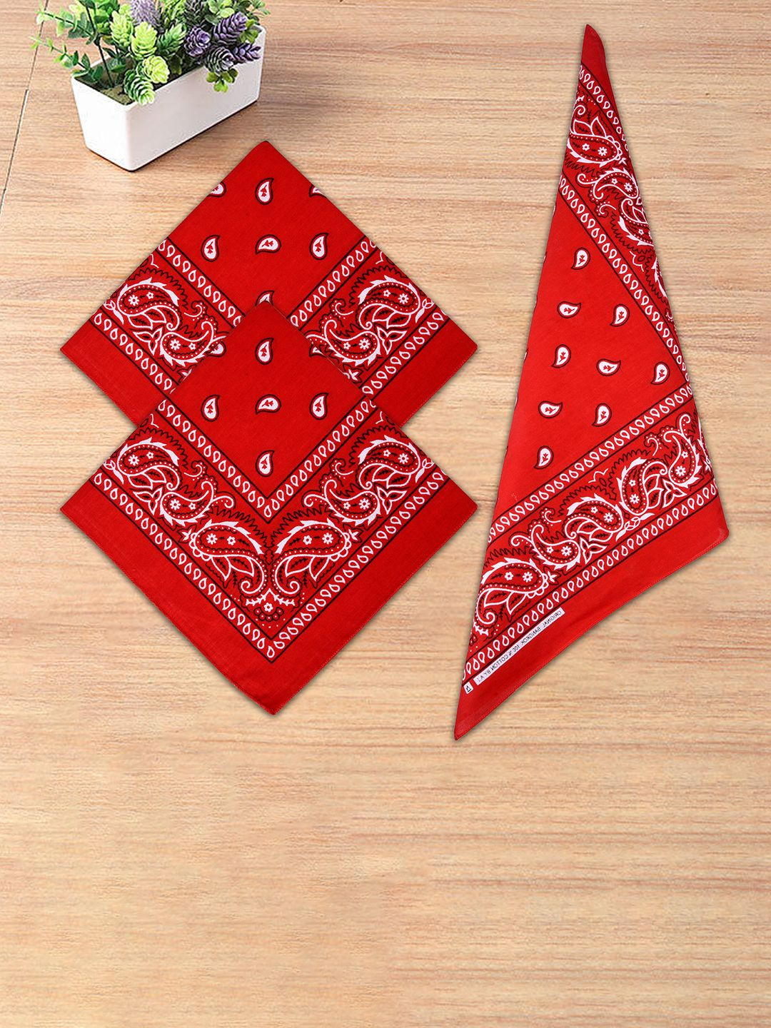 Kuber Industries Pack Of 2 Red Printed Cotton Handkerchief
