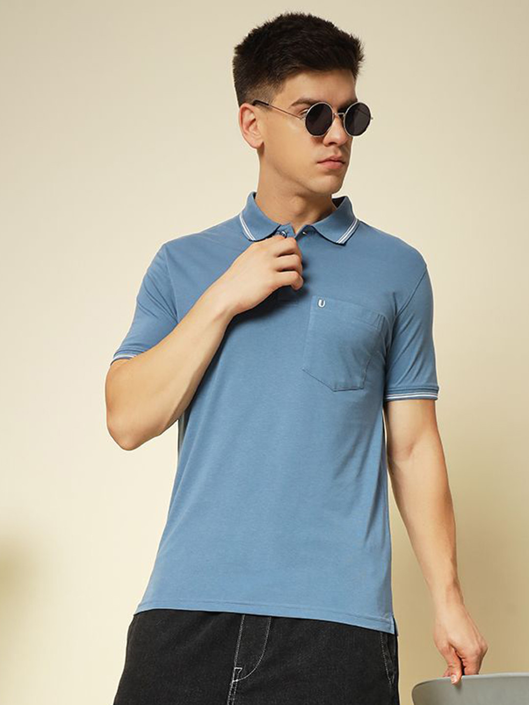 UNIBERRY Men Polo Collar Pockets T-shirt