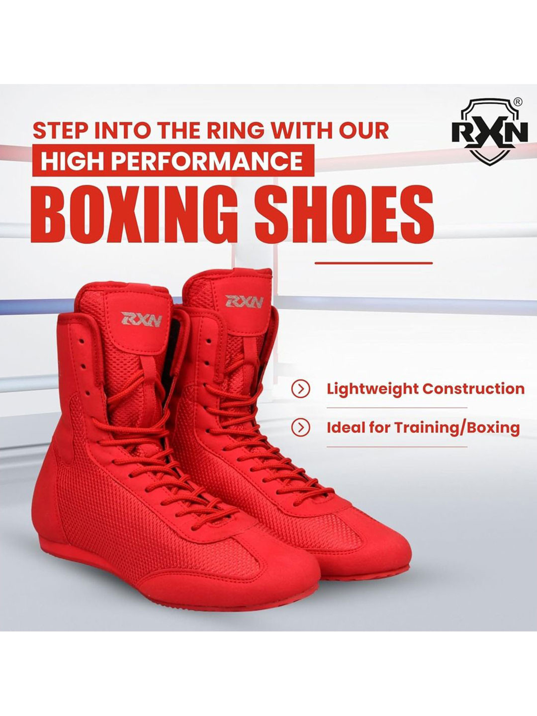 RXN Men Leather Boxing Shoes High-Top Training or Gym Non-Marking Shoes
