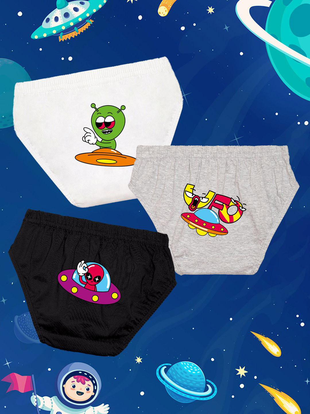 NUSYL Boys Pack Of 3 Printed Mid Rise Basic Briefs - NUBCBRFPO3.0131