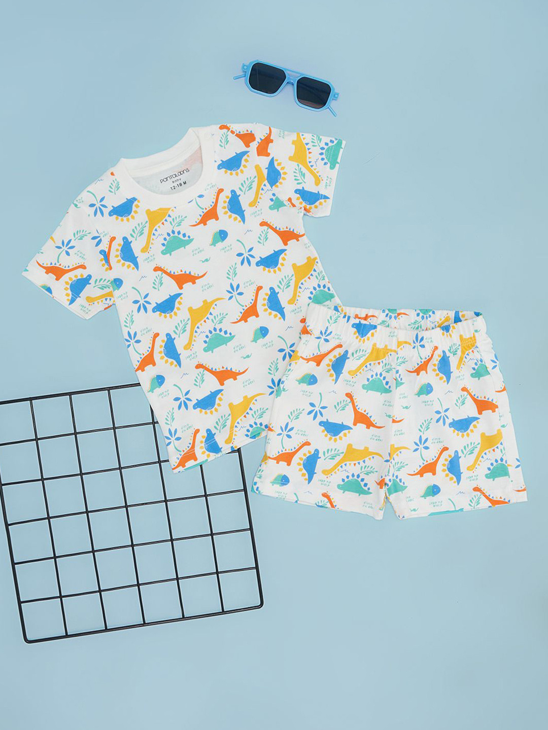 Pantaloons Baby Infant Animal Printed Pure Cotton T-shirt With Shorts