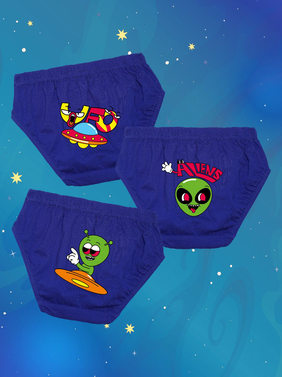 NUSYL Boys Pack Of 3 Printed Mid Rise Basic Briefs - NUBCBRFPO3.0143