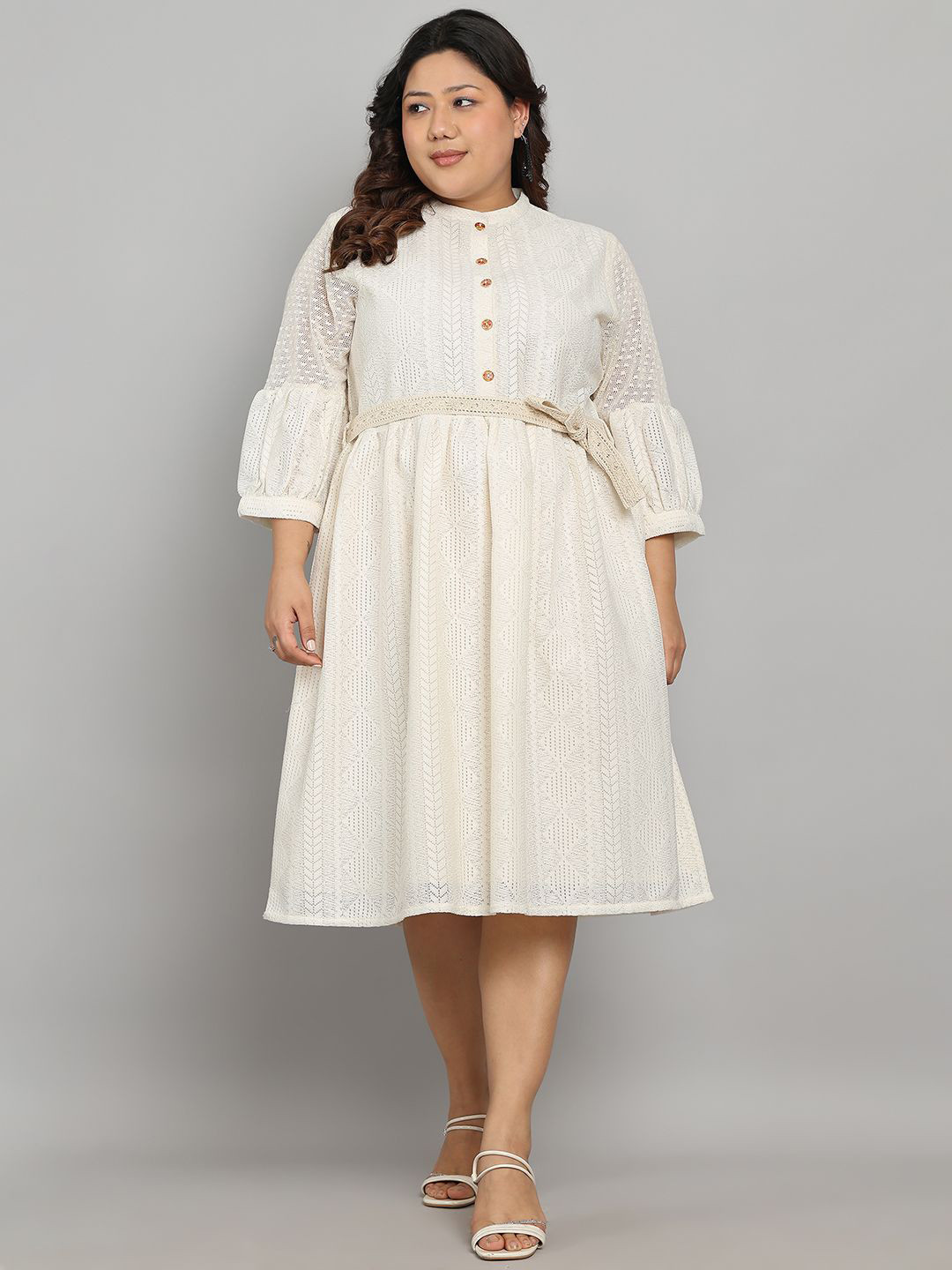 Tulsattva Bell Sleeve Fit & Flare Midi Dress