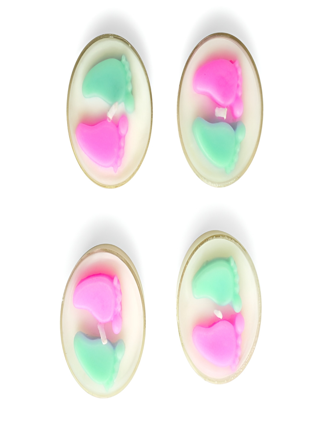 PROKART Baby Feet 4Pcs Smokeless 1 Wick Scented Solid Round Regular Jar Candles