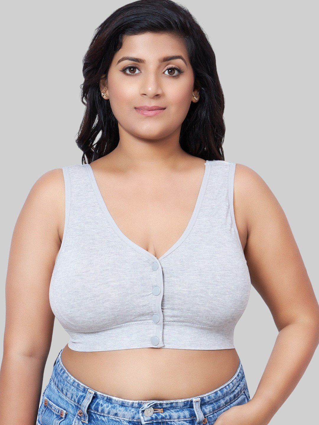 PLUMBURY Women Plus Size Full Coverage Lightly Padded Front Open Maternity Bra