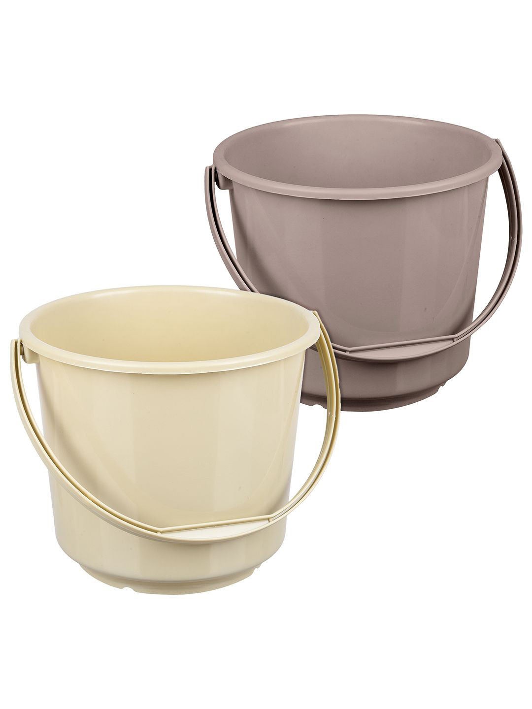 Kuber Industries Grey & Cream-Coloured 2 Pieces Cleaning & Storage Buckets-5 L Each