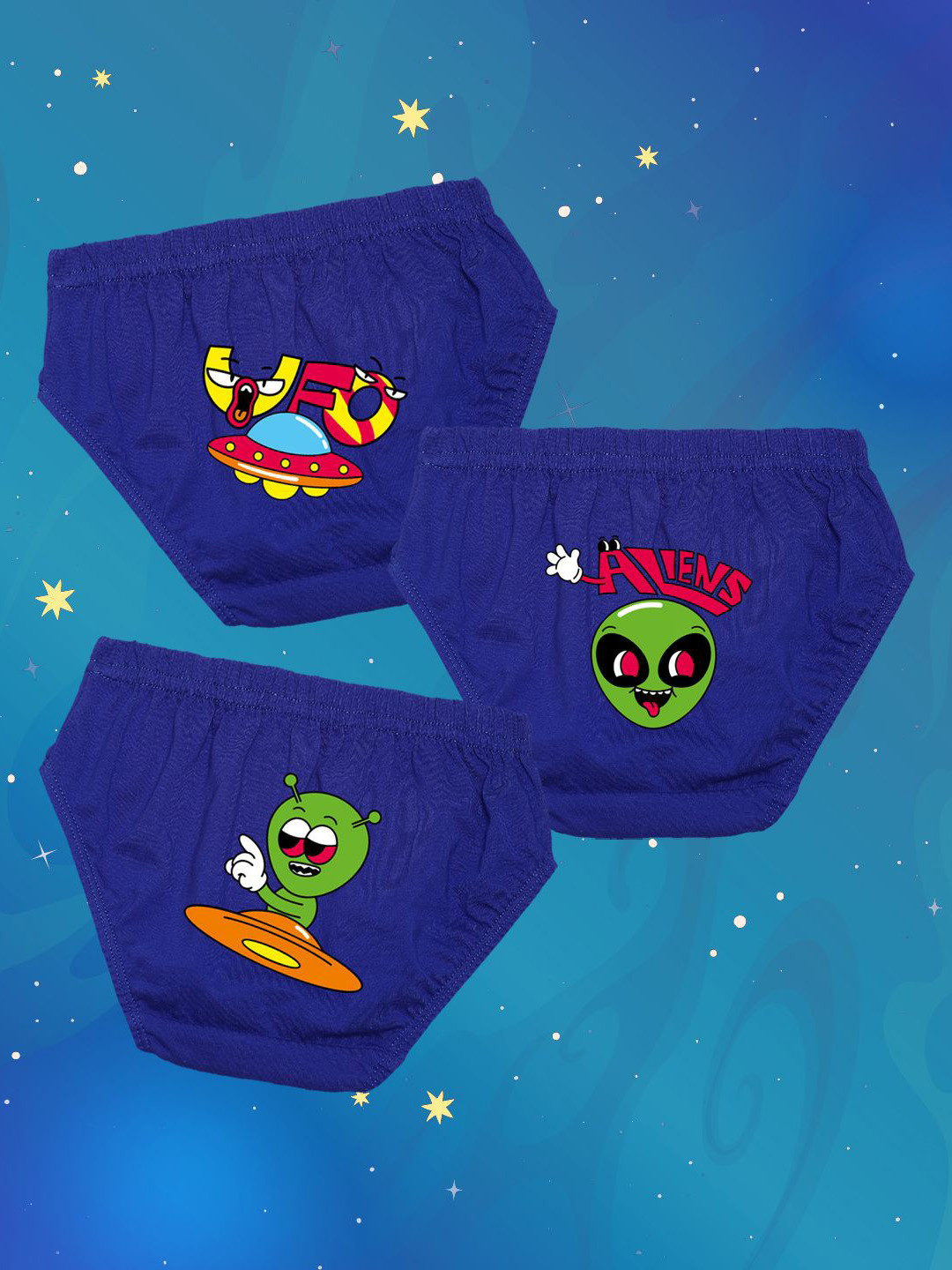 NUSYL Boys Pack Of 3 Printed Mid Rise Basic Briefs - NUBCBRFPO3.0143