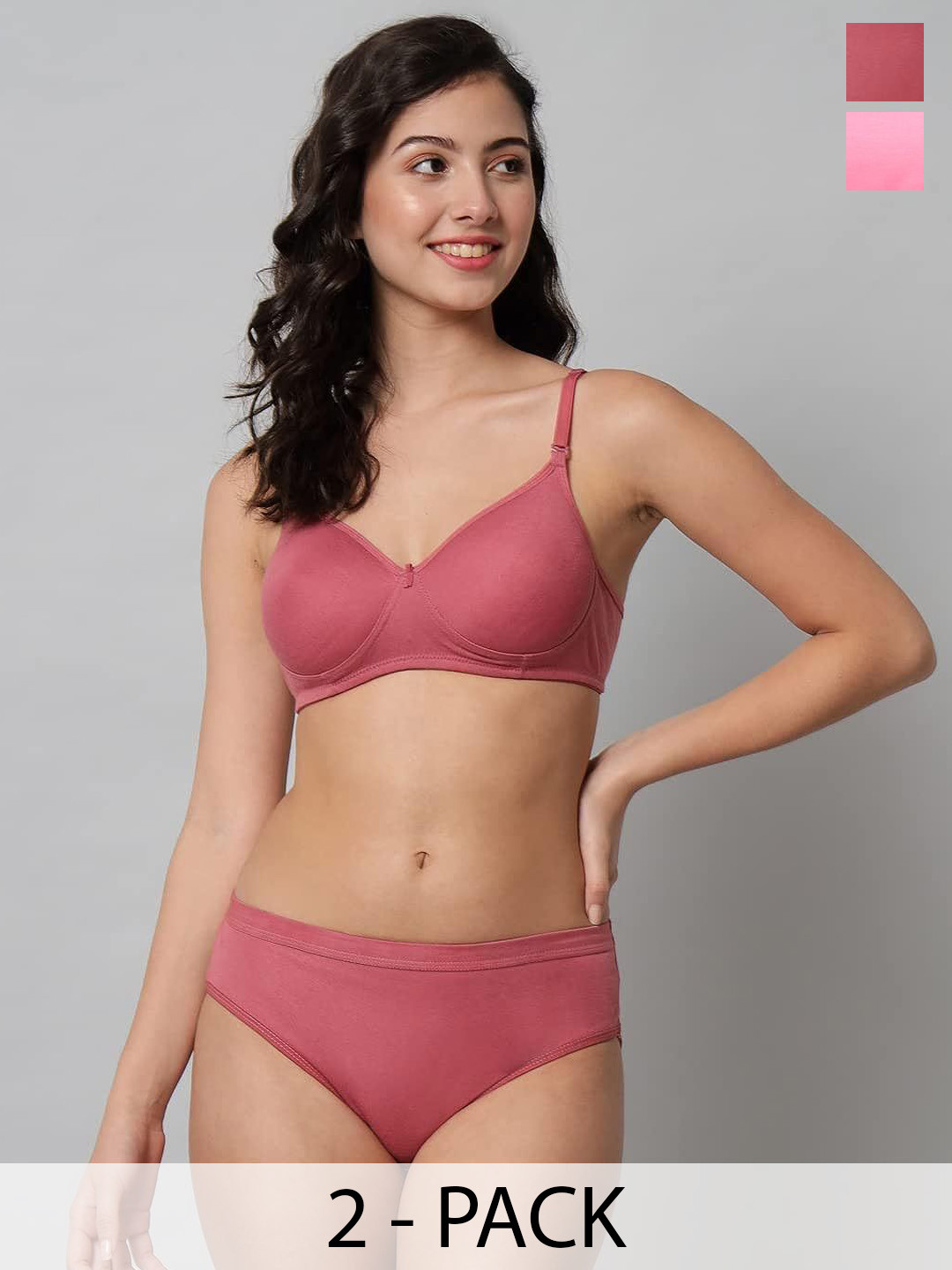 Designer Bugs Pack Of 2 Cotton Non Padded Non Wired Lingerie Set NPLS-BP-VP-30B