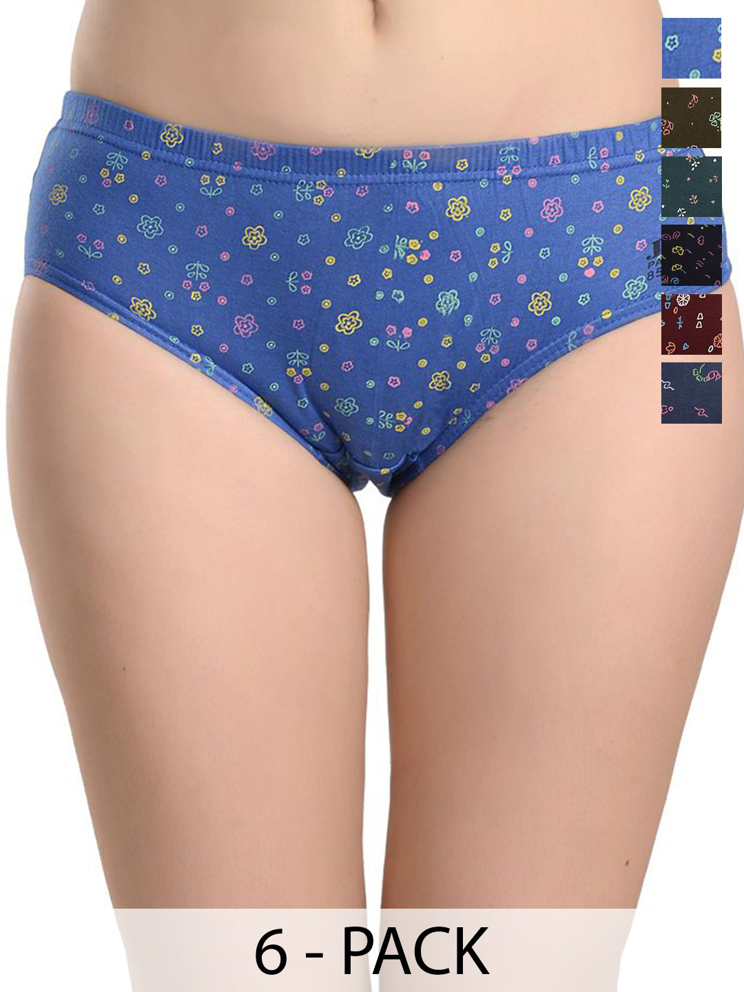 JIL X Pack Of 6 Printed Cotton Basic Briefs MY-JILX-PRINT-IE-6PC