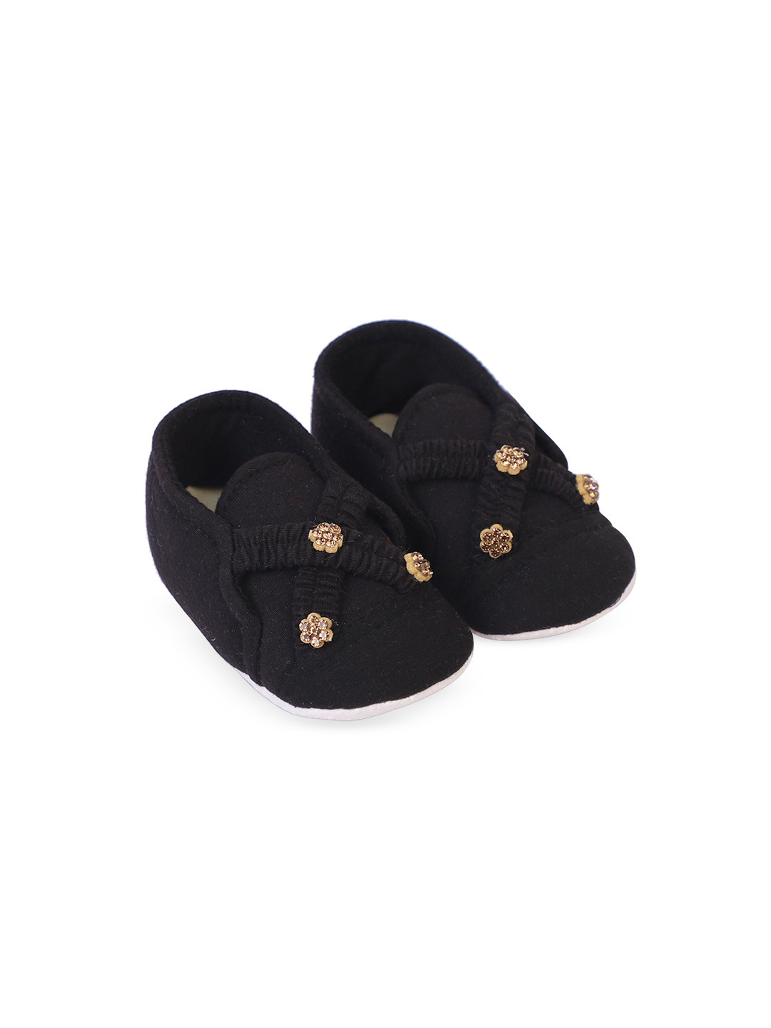 COCO CANDY Girls Criss Cross Button Booties-Black