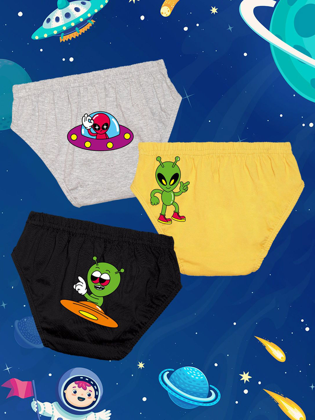 NUSYL Boys Pack Of 3 Printed Mid Rise Basic Briefs - NUBCBRFPO3.0138