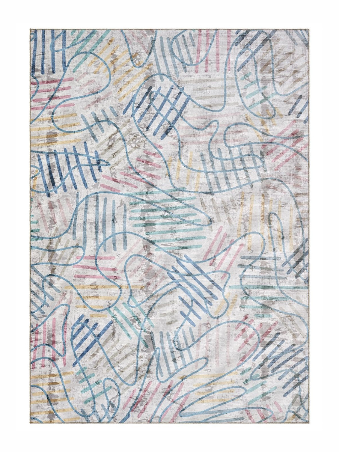 Kaleen India Teal Abstract Anti-Skid Polyester Carpet