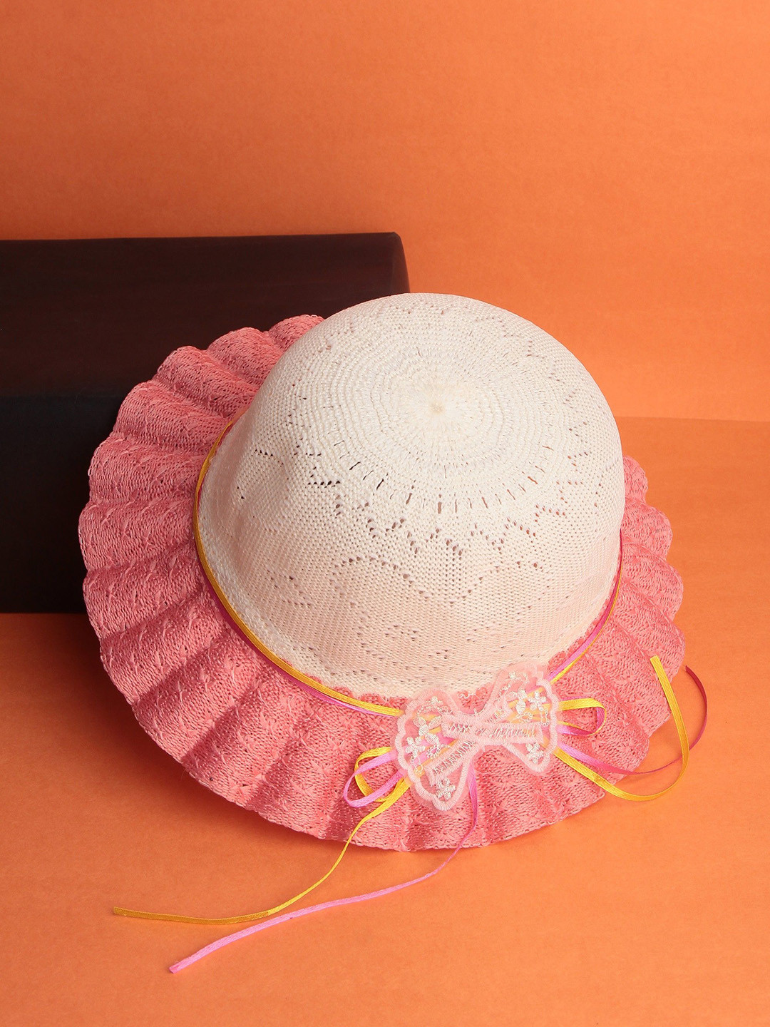 Infispace Women Orange Embroidered Fedora Hat