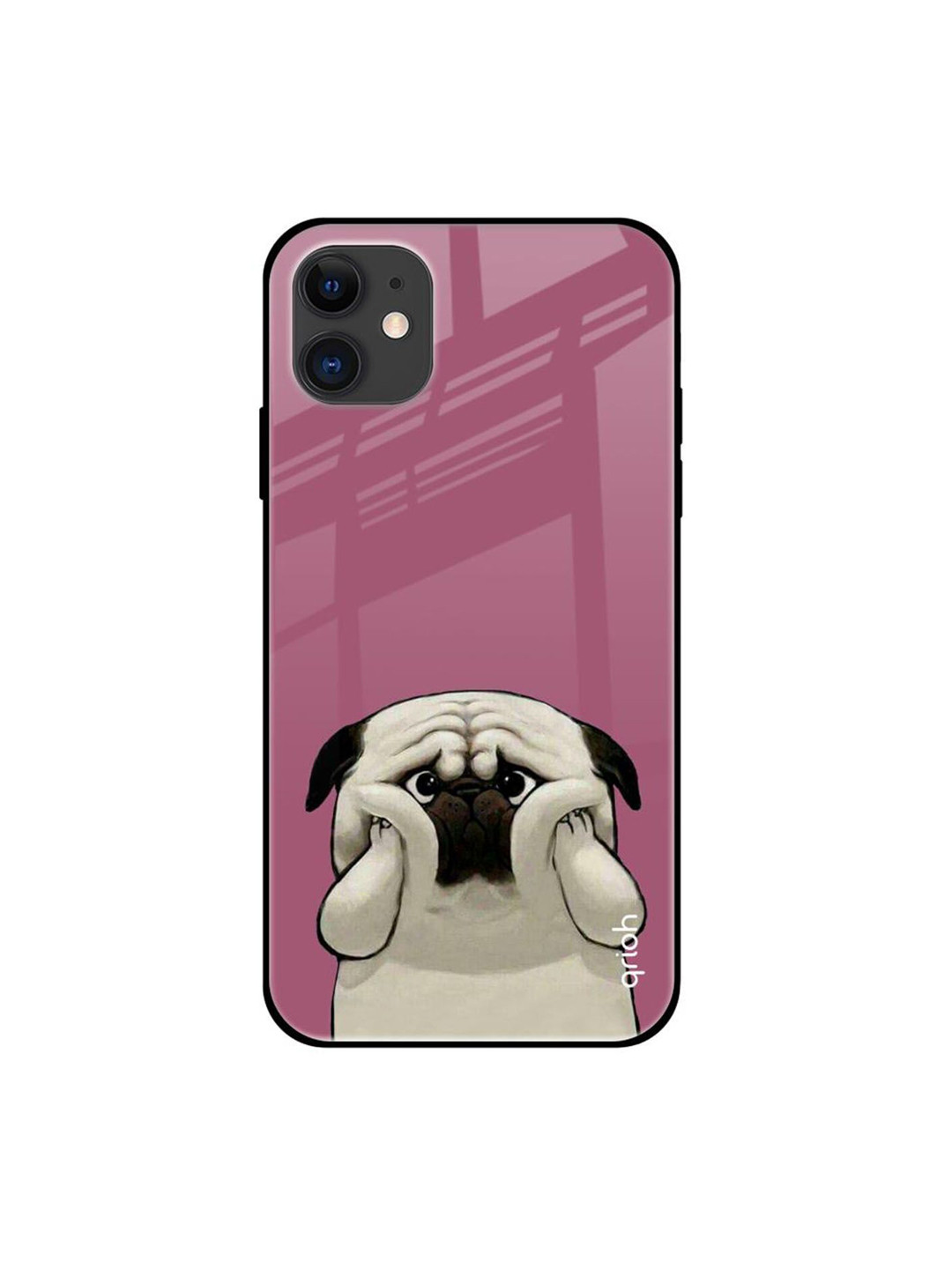 QRIOH Funny Pug Face Printed iPhone 12 Mini Back Case