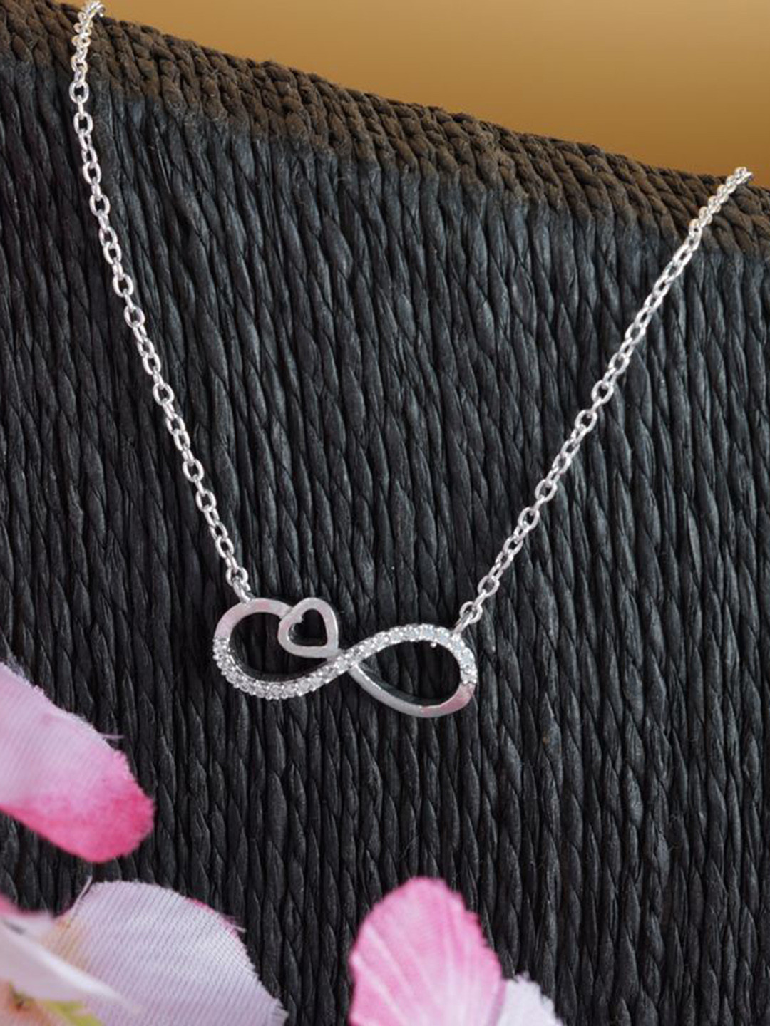 Tuanz Silver Jewelry 925 Sterling Silver Rhodium-Plated Infinity Love Chain