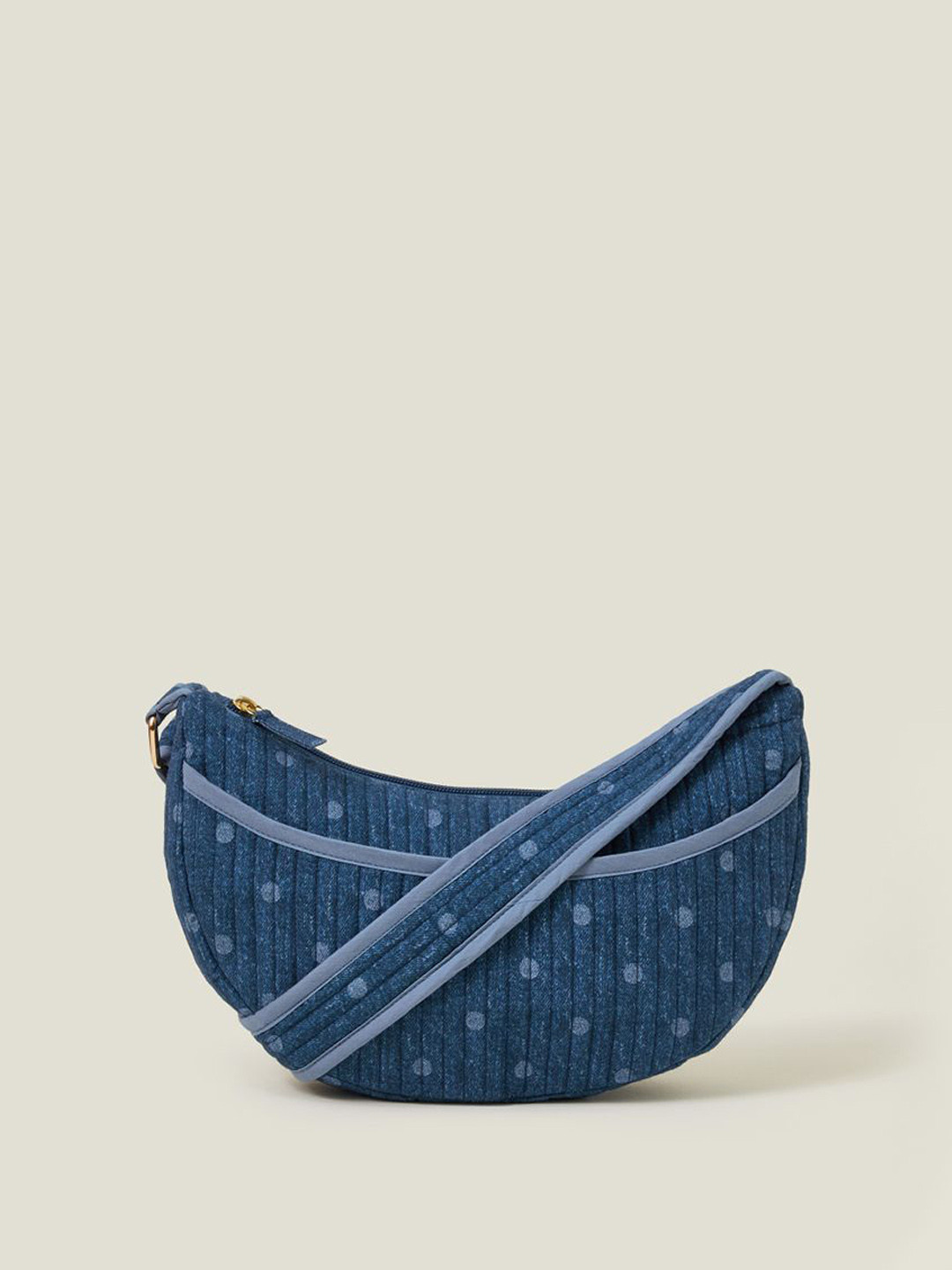 Accessorize Women Polka Dot Denim Sling Bag