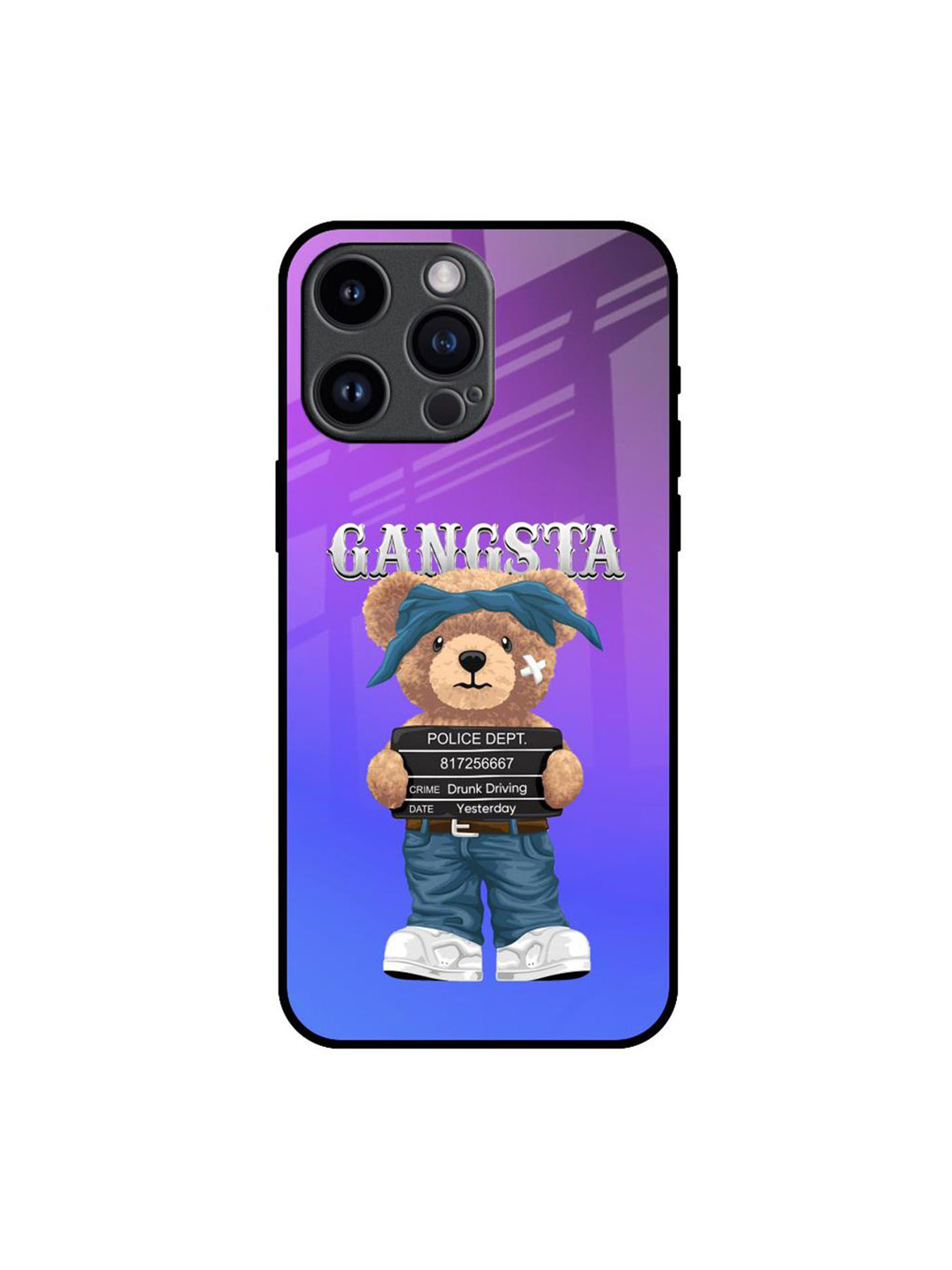 QRIOH Gangsta Bear Printed iPhone 14 Pro Max Back Case