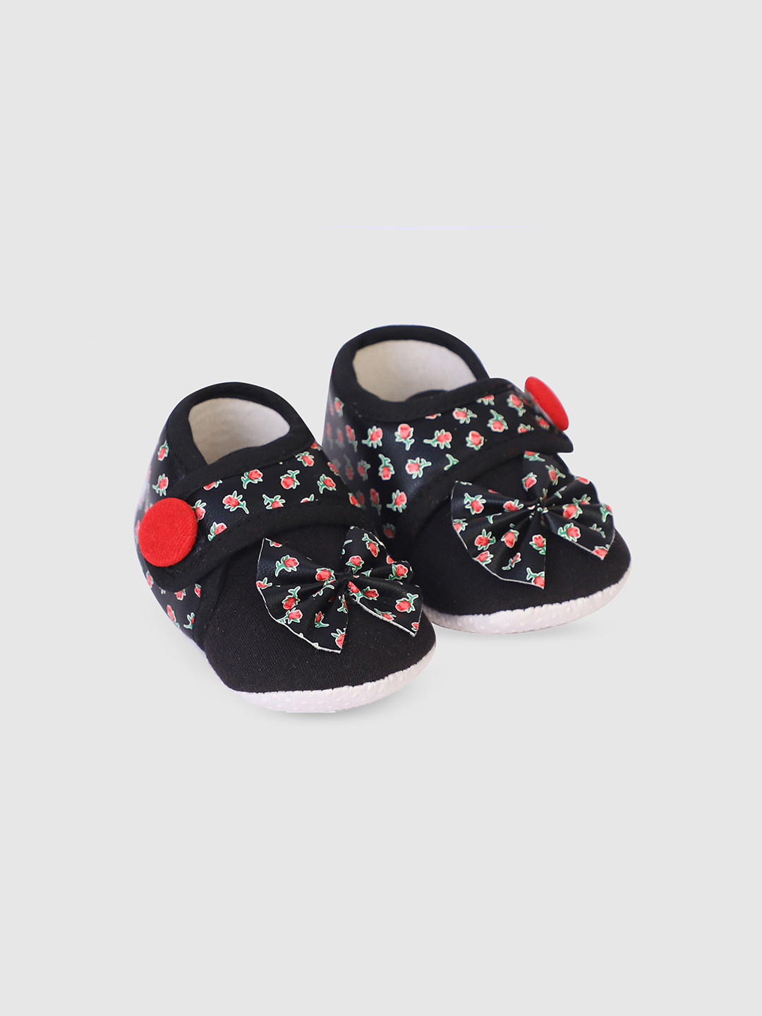 COCO CANDY Girls Floral Bow Booties Red & Black 11 cm