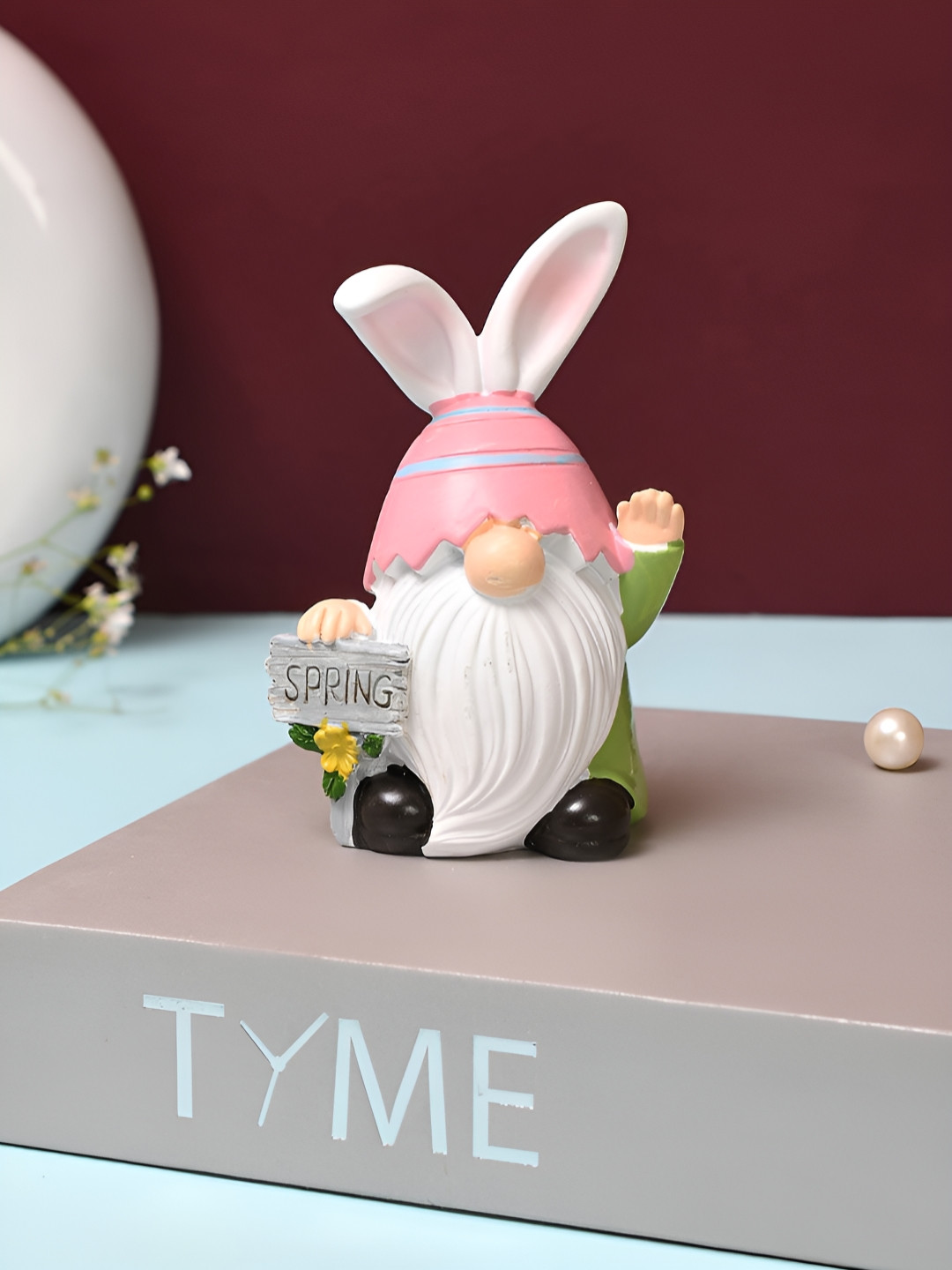 TAYHAA Easter Themed Pink Polyresin Glossy Living Room Small Showpiece - 4.3 Inches