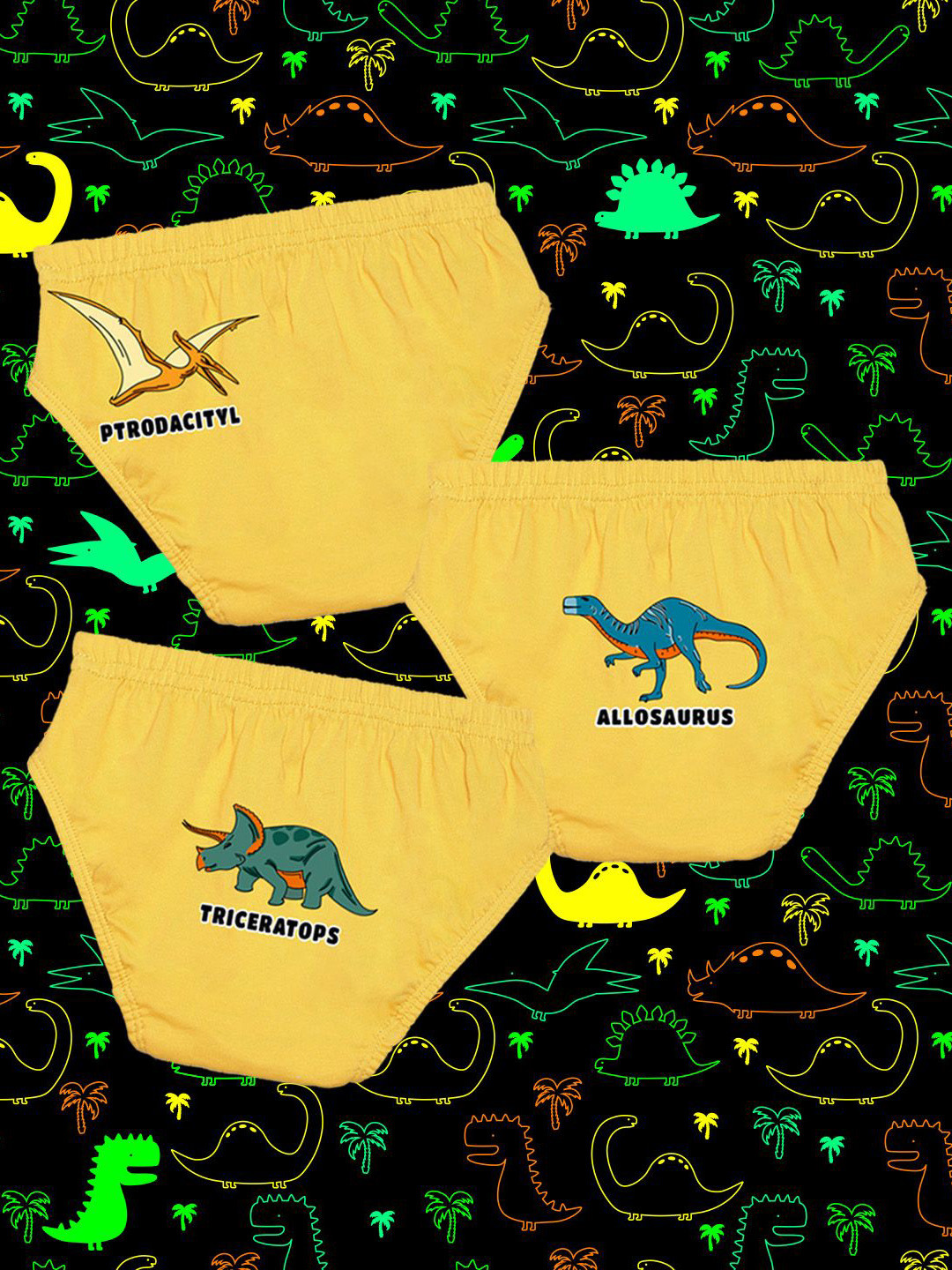 NUSYL Boys Pack Of 3 Printed Mid Rise Basic Briefs - NUBCBRFPO3.0130