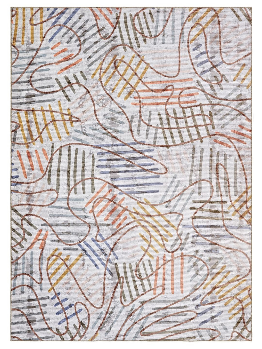 Kaleen India Red Abstract Anti-Skid Polyester Carpet