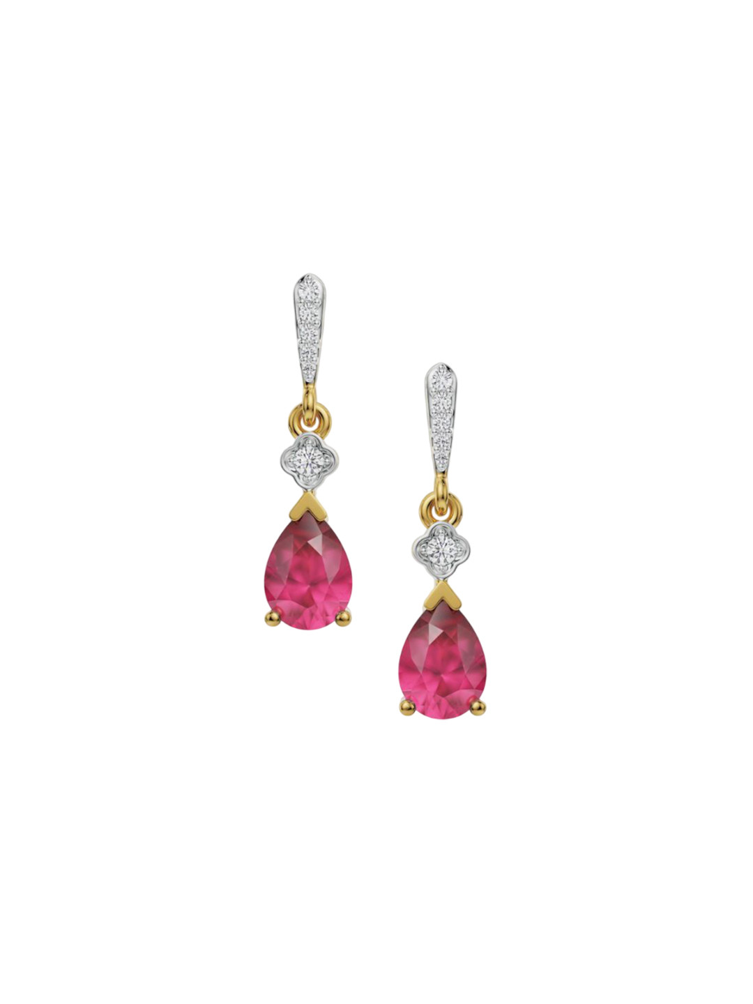 Emori Ruby Drop Lab Diamond Earring in 18KT Gold