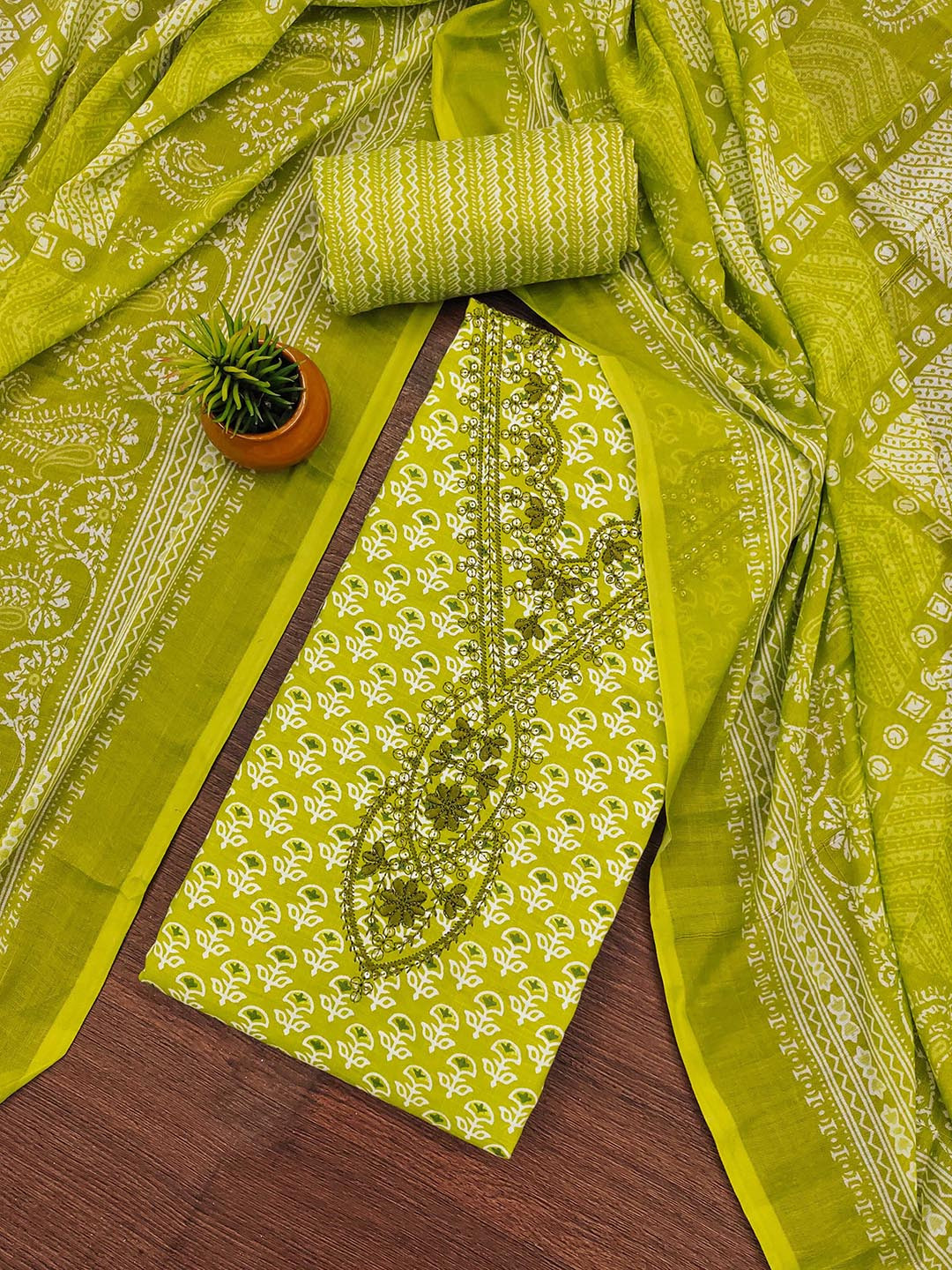 SAINOOR Embroidered Pure Cotton Unstitched Dress Material