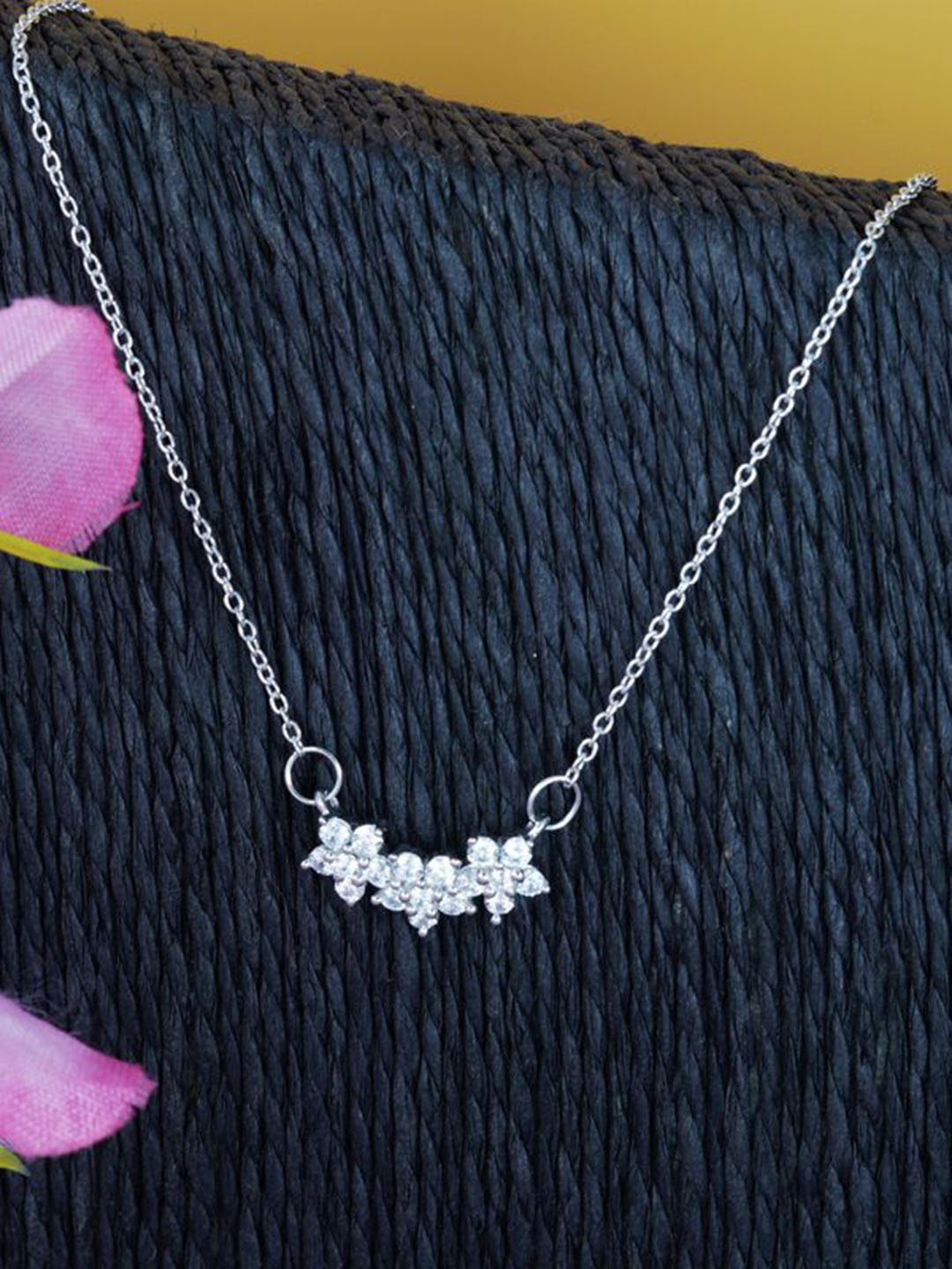 DN-Tuanz Silver Jewelry 925 Sterling Silver Stainless Steel Stones Studded Pendant & Chain