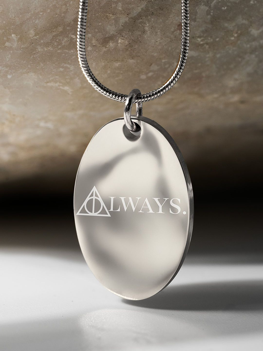 Mesmerize Silver Plated Butterfly Oval Shape Pendant With Chain