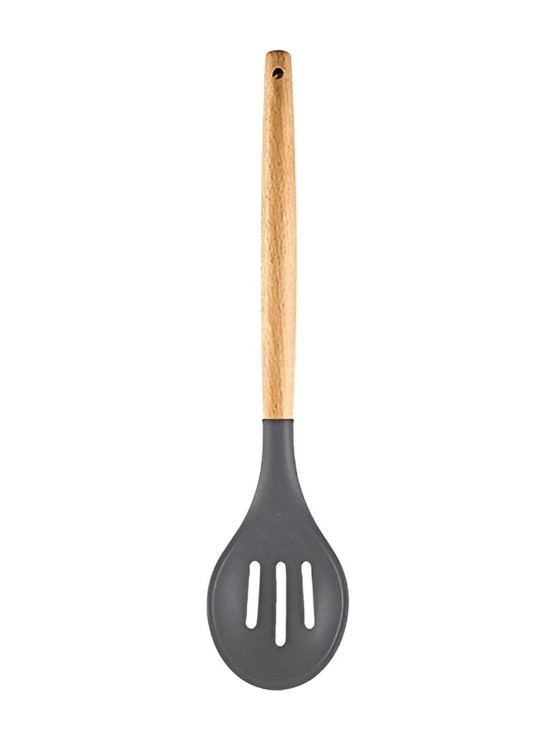 Baskety Grey Wooden Handle Slotted Spatula