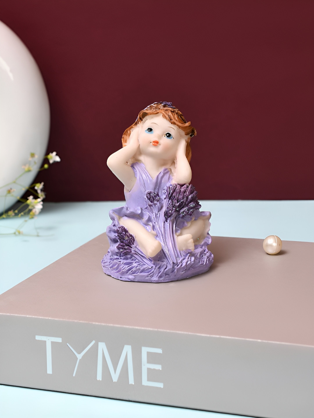 TAYHAA Angel Brown Polyresin Matte Living Room Small Showpiece - 3.7 Inches