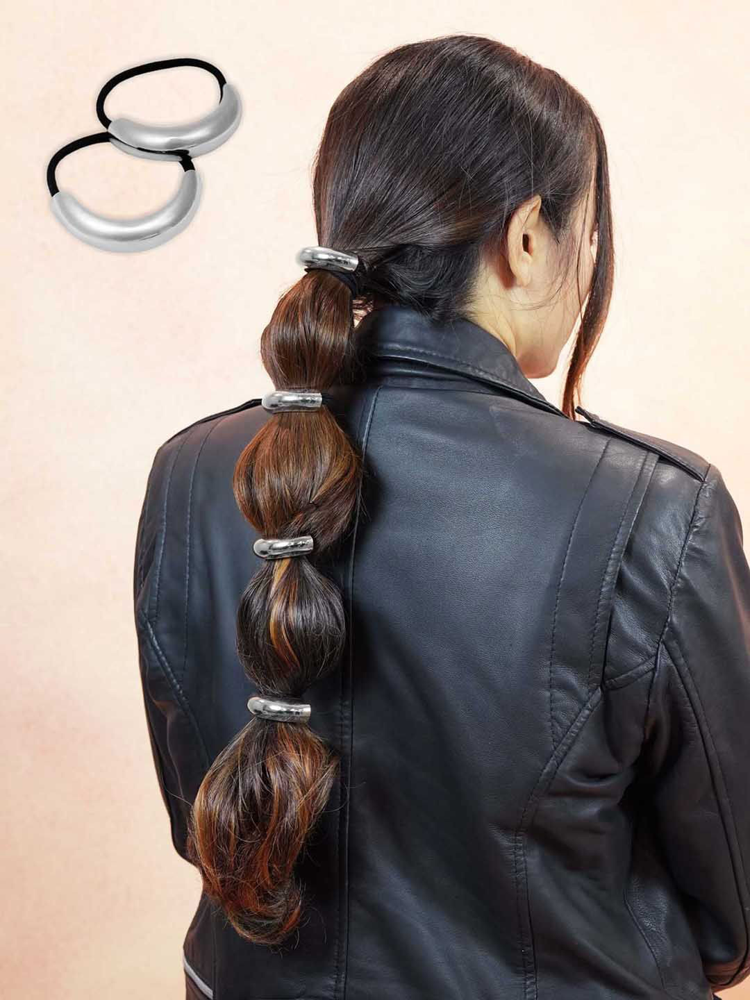 HAIR DRAMA CO. Women Set of 2 Embellished Halo Ponytail Cuffs