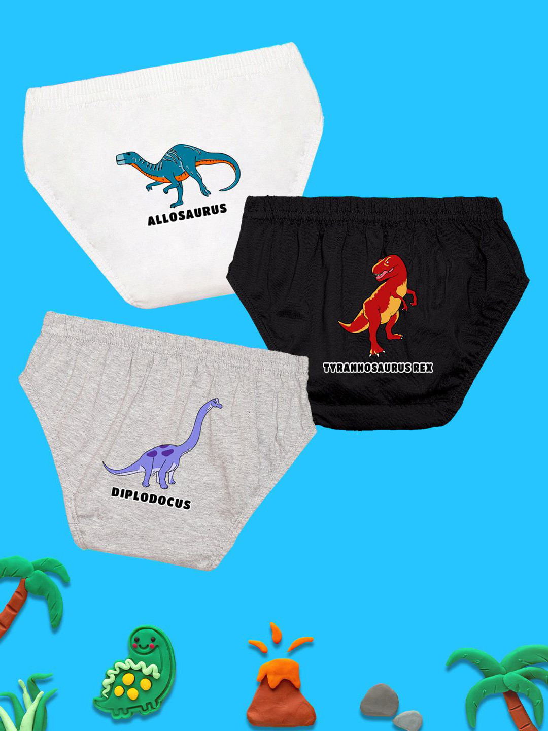 NUSYL Boys Pack Of 3 Printed Mid Rise Basic Briefs - NUBCBRFPO3.0120