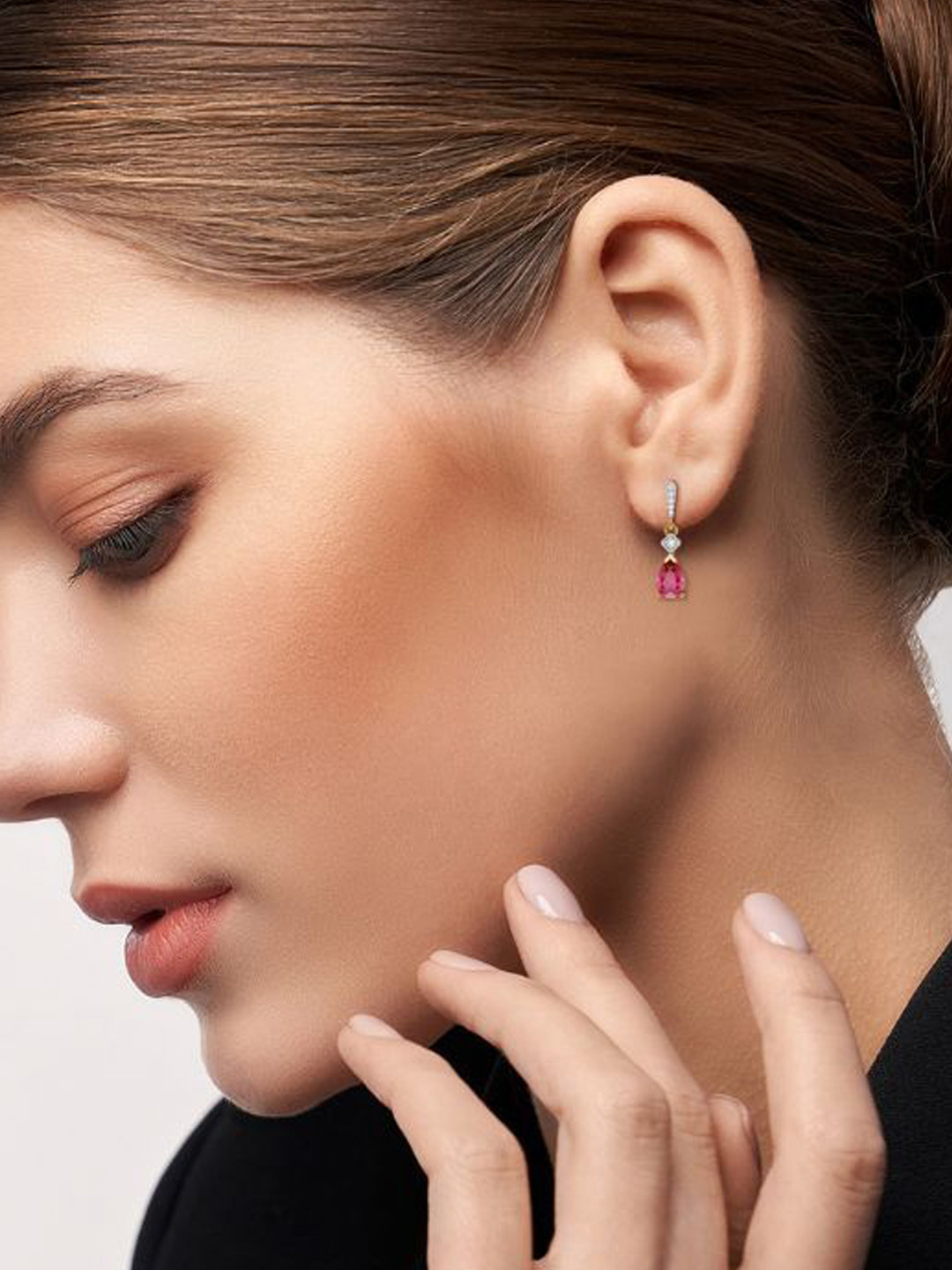 Emori Ruby Drop Lab Diamond in 14KT Gold Earring