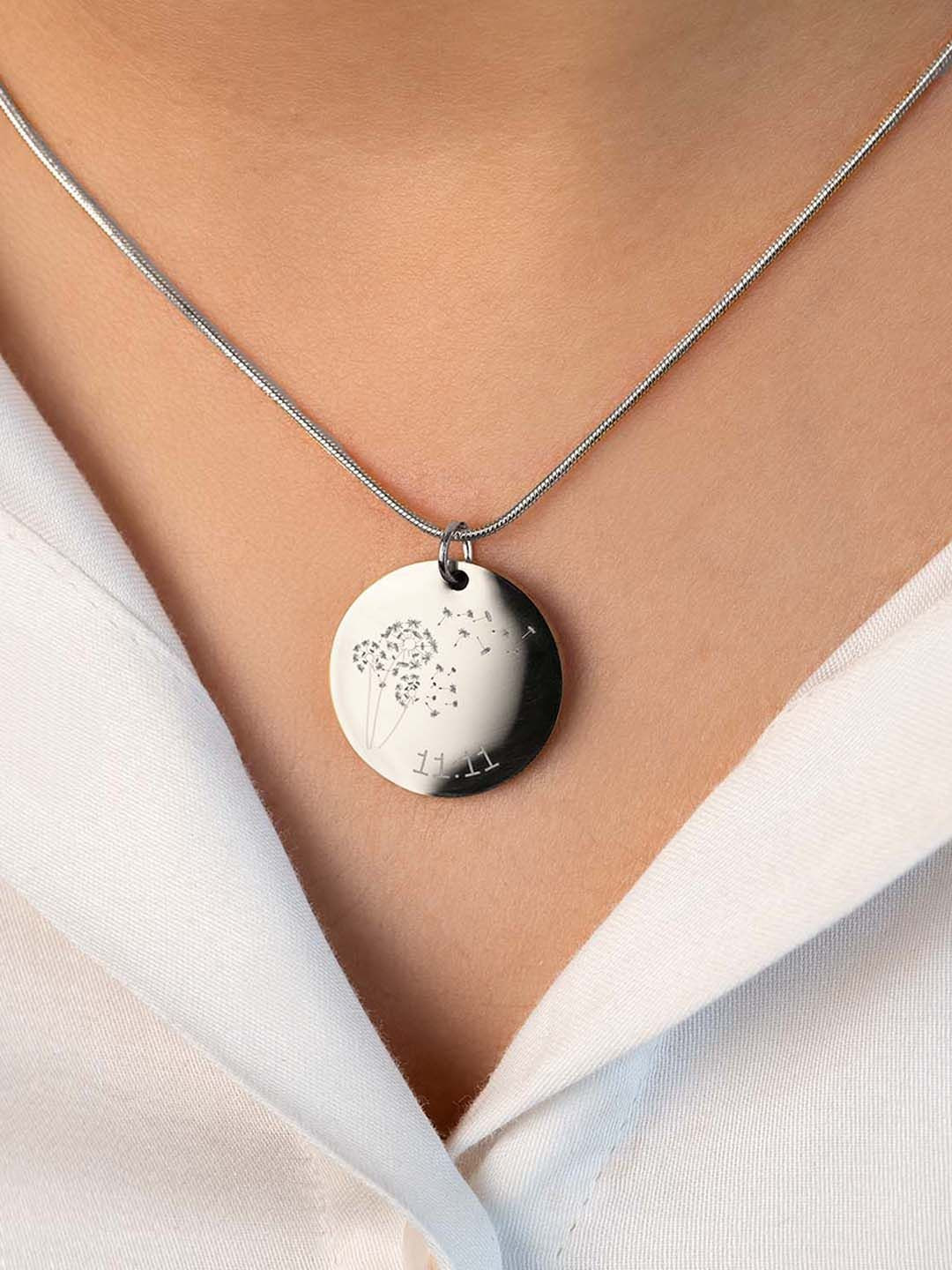 Mesmerize Silver Plated Circle Shape Pendant With Chain