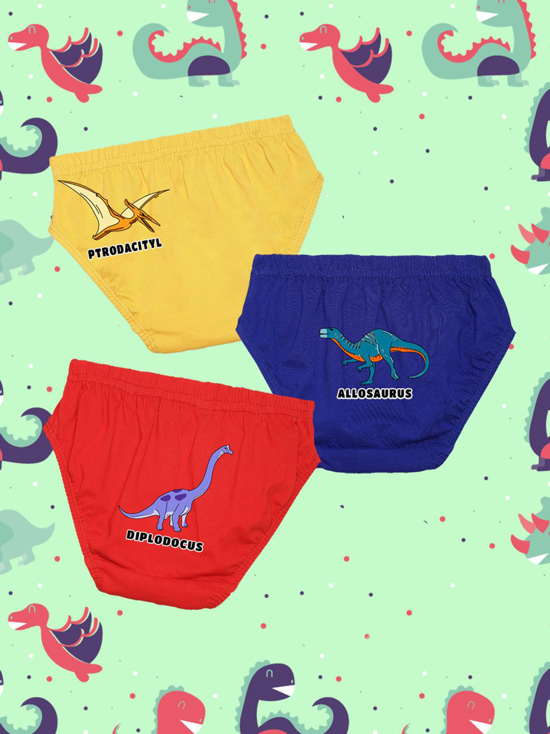 NUSYL Boys Pack Of 3 Printed Mid-Rise Cotton Basic Briefs - NUBCBRFPO3.0125