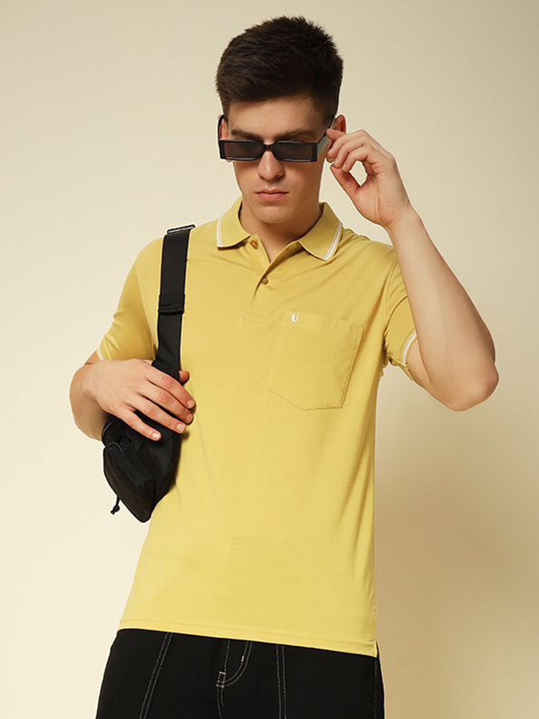 UNIBERRY Men Polo Collar Pockets T-shirt
