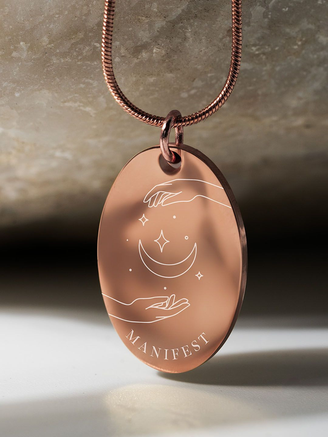 Mesmerize Rose Gold-Plated Oval Pendant With Chain