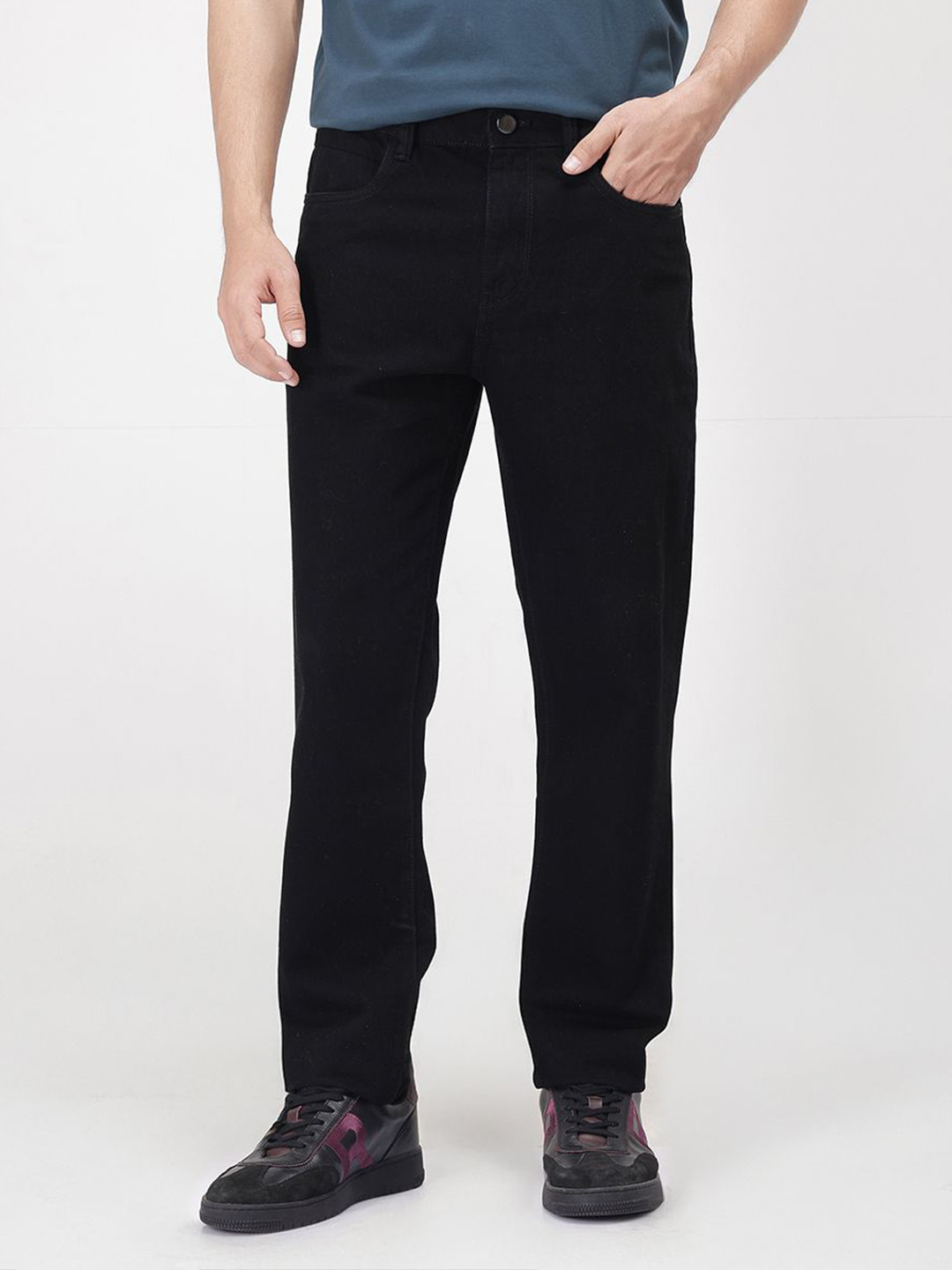 RARE RABBIT KHAL Men Cotton Comfort Mid-Rise Stretchable Regular Fit Jeans