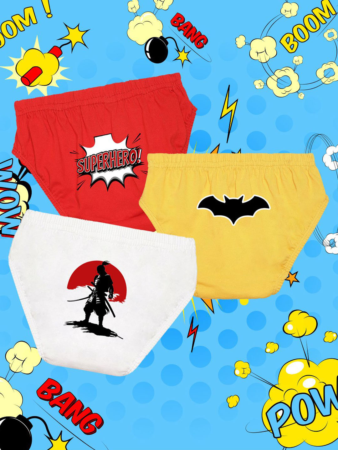 NUSYL Boys Pack Of 3 Printed Cotton Mid Rise Basic Briefs - NUBCBRFPO3.0154