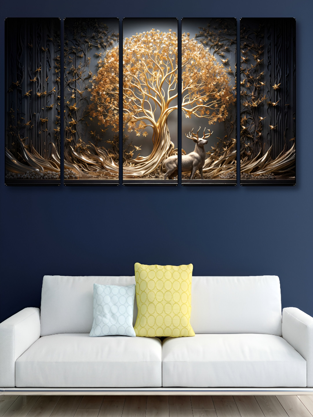 Myntra Elegant Homes Paper 5 Piece Wall Rectangle Paintings Wall Art - 30 x 10 In