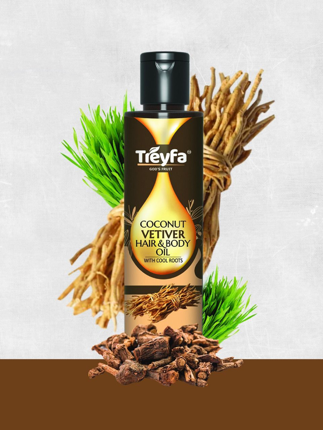 Treyfa God's Fruit Virgin Coconut Vetiver Hair And Body Massage Oil- 200 ml