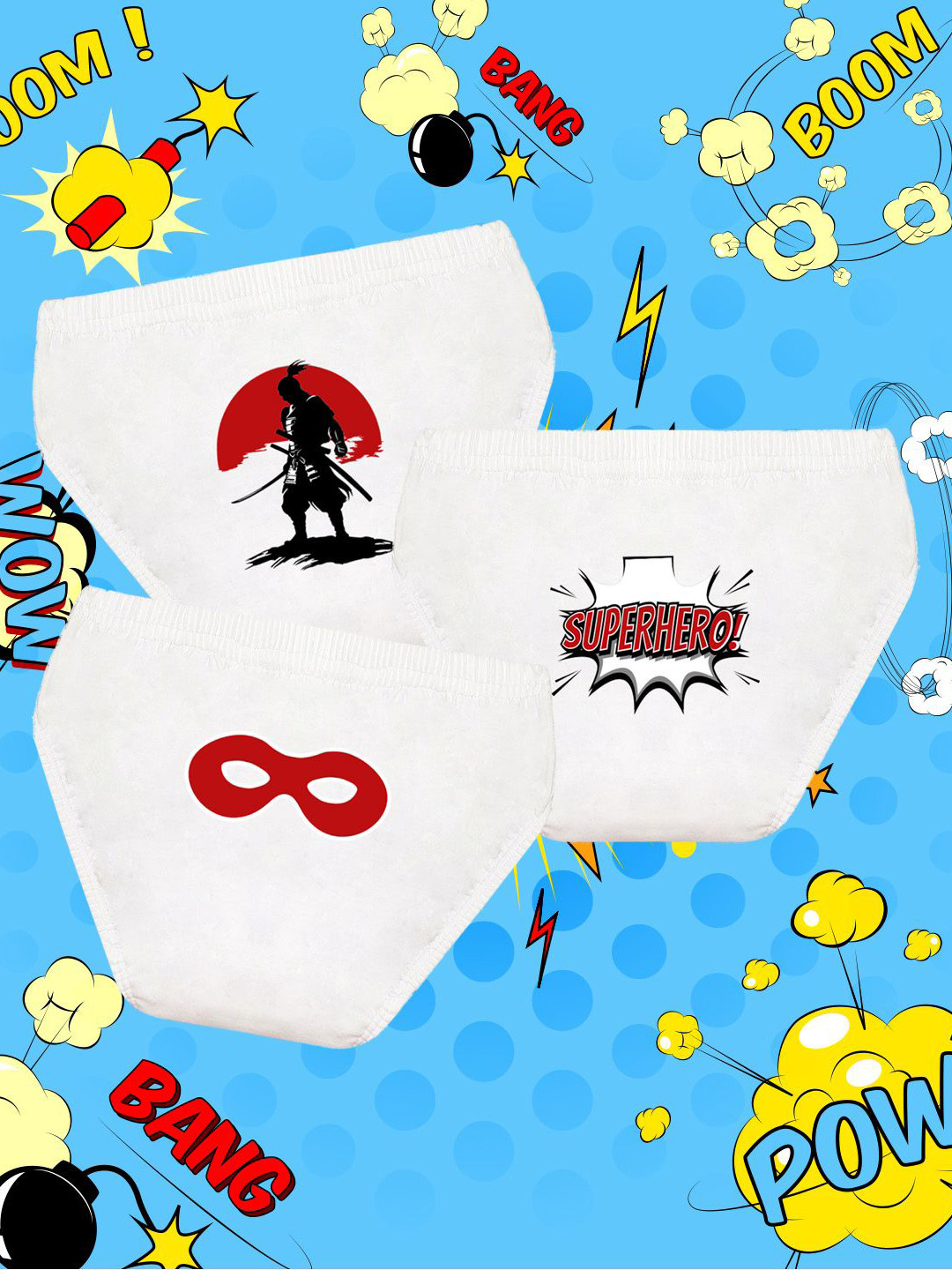 NUSYL Boys Pack Of 3 Printed Mid Rise Cotton Basic Briefs NUBCBRFPO3.0174