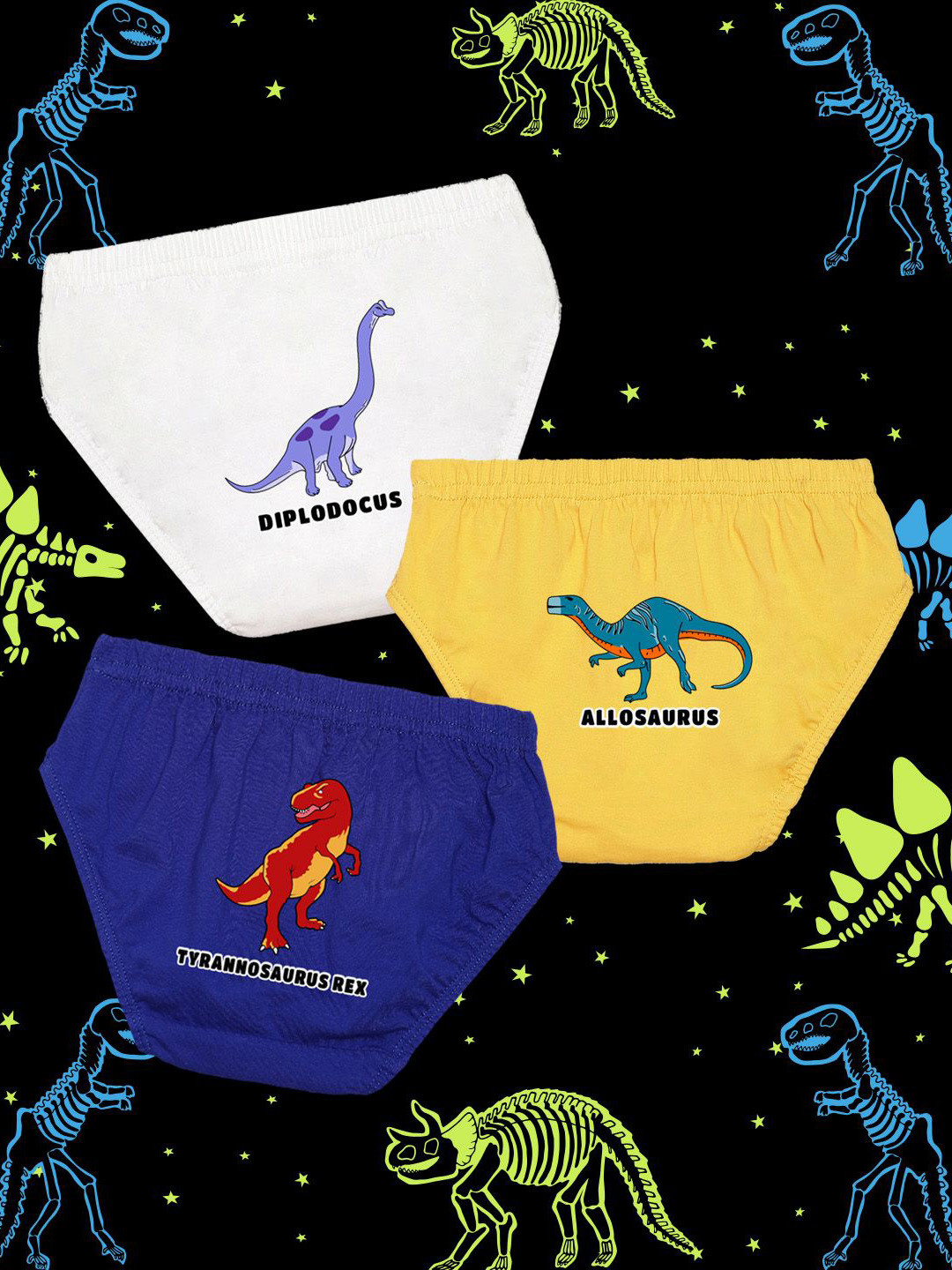 NUSYL Boys Pack Of 3 Printed Mid Rise Basic Briefs - NUBCBRFPO3.0123