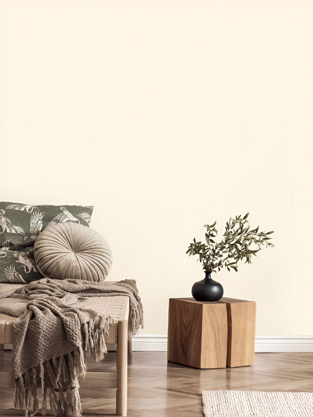 Fedora Wallpapers Light Fawn Ivory Off White PVC Embossed Wallpaper