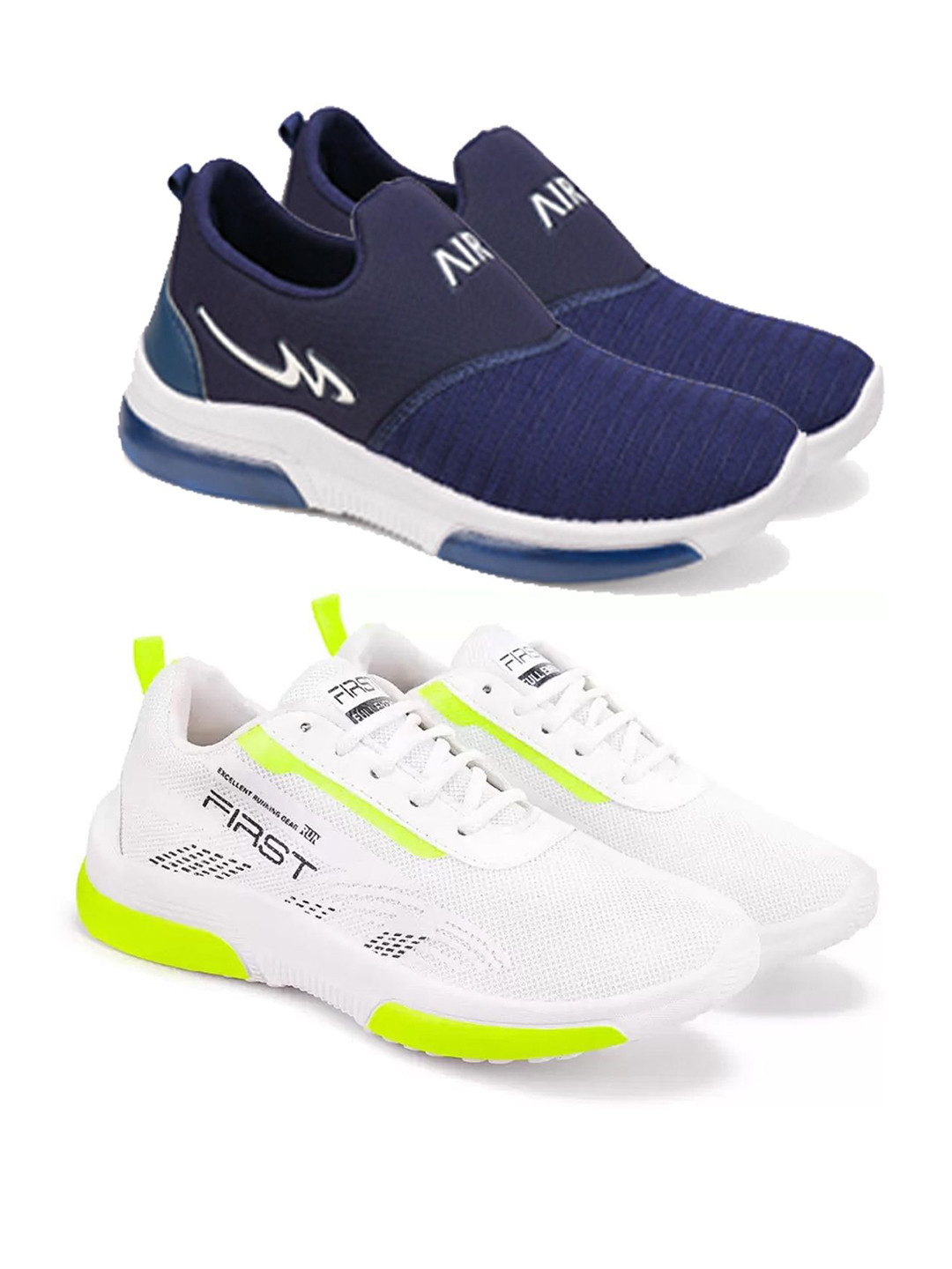 World Wear Pack Of 2 Footwear Men Mesh Running Non-Marking Shoes