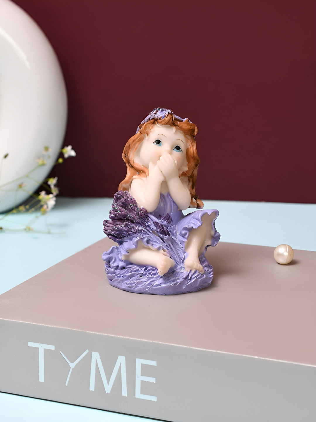 TAYHAA Angel Brown Polyresin Glossy Living Room Small Showpiece - 3.7 Inches