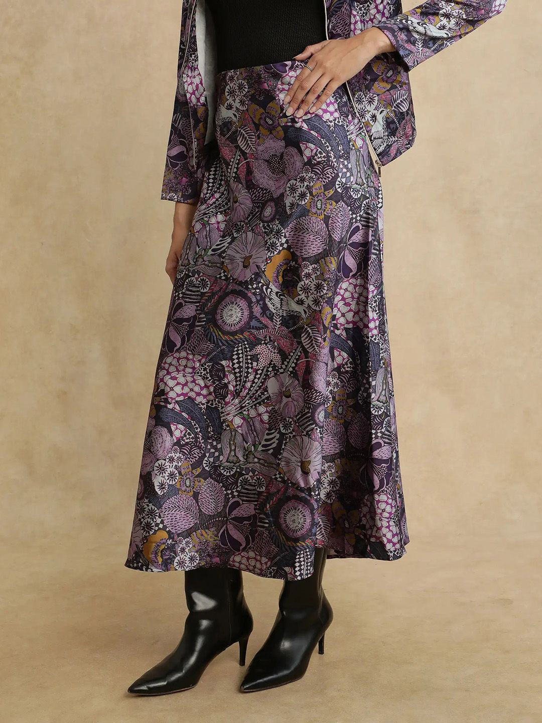 RAREISM NIYAN Women Floral Printed A-Line Midi Skirts