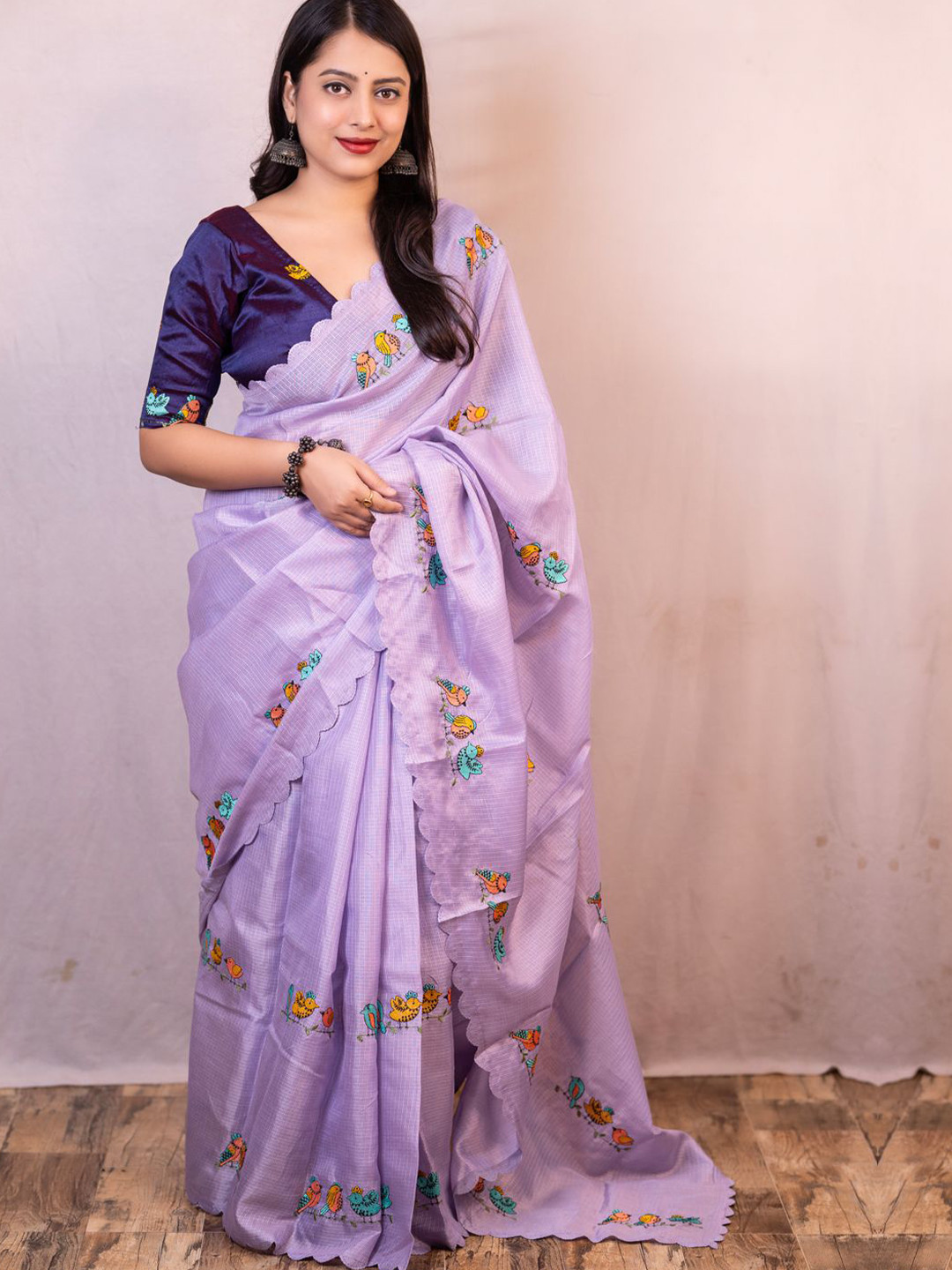 DIVASTRI Embroidered Kota Saree With Unstitched Blouse Piece
